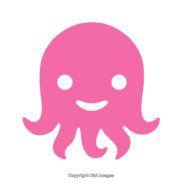 Pink Smiling Octopus Icon on a White Background