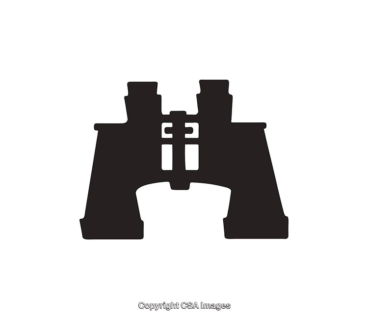 Silhouette Icon of Binoculars on a White Background