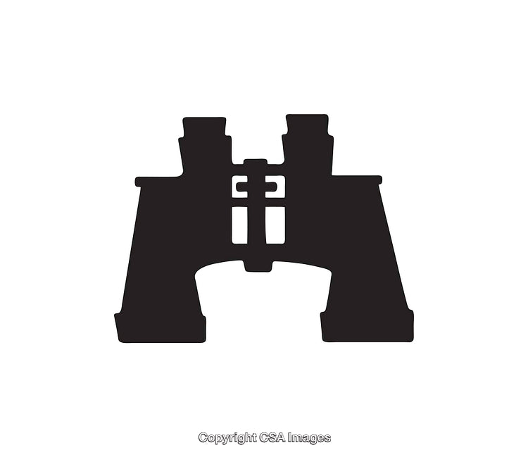 Silhouette Icon of Binoculars on a White Background