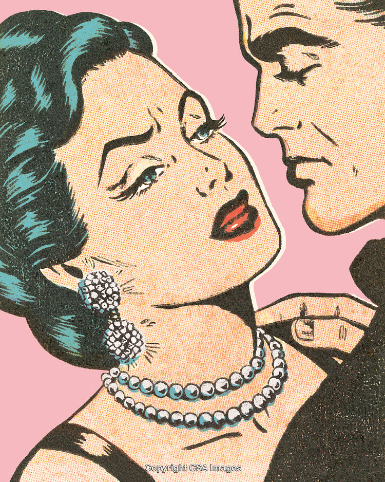 Retro Comic Illustration of a Romantic Couple Close-Up