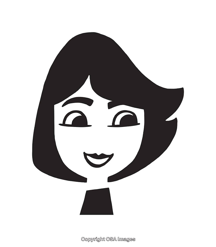 Black and White Illustration of a Smiling Woman