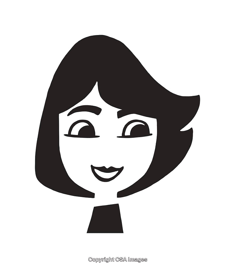 Black and White Illustration of a Smiling Woman