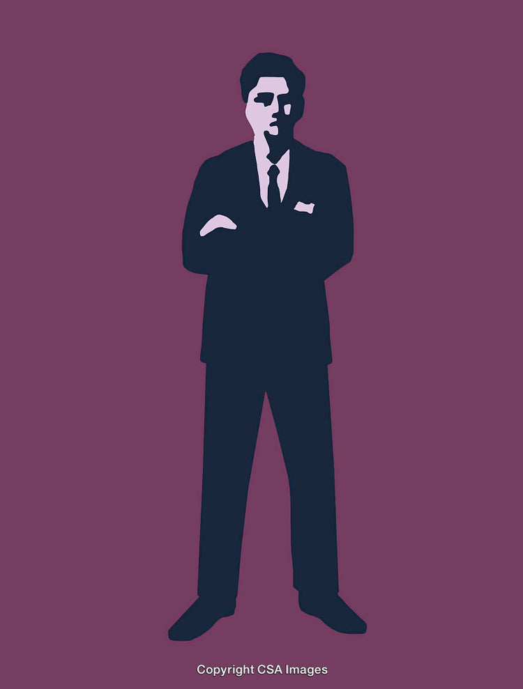 Abstract Silhouette Illustration of a Businessman on a Solid Background