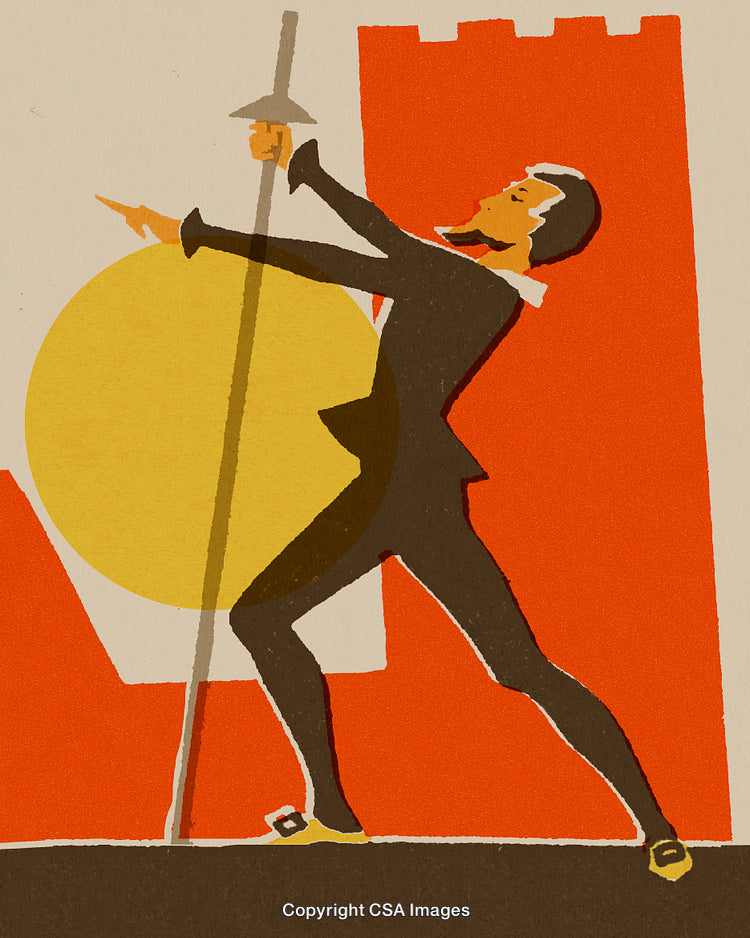 Abstract Illustration of a Heroic Character in Vintage Design Style