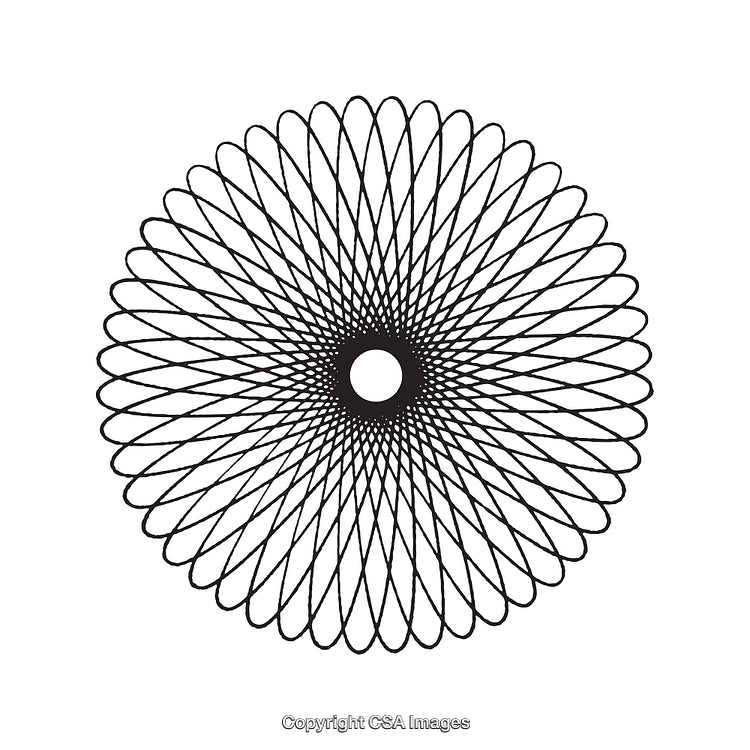 Intricate Black and White Spiral Patterned Abstract Circular Design