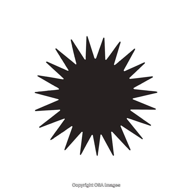 Black Starburst Silhouette Design with Sharp Bold Points on White Background