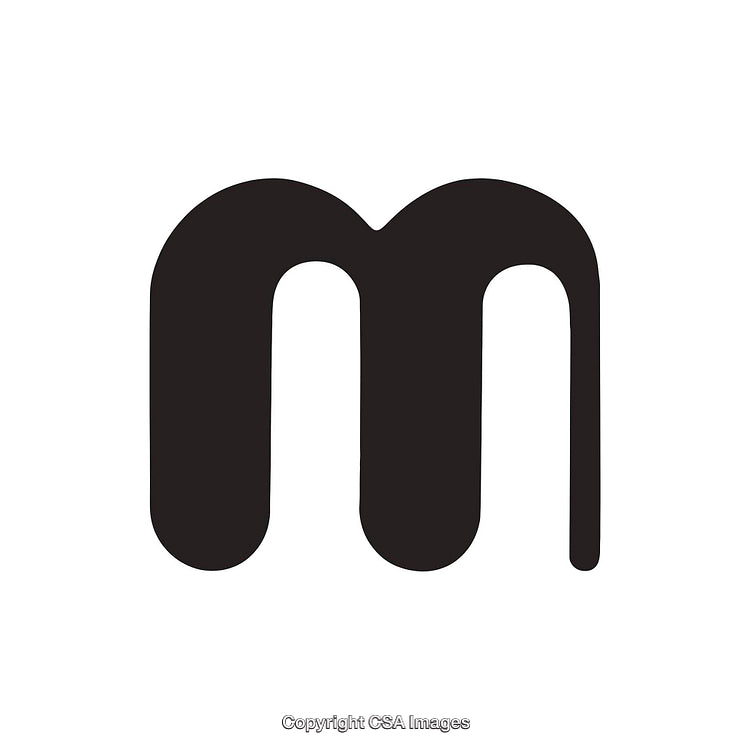 Bold Black Stylized Letter M on a Minimalist White Background