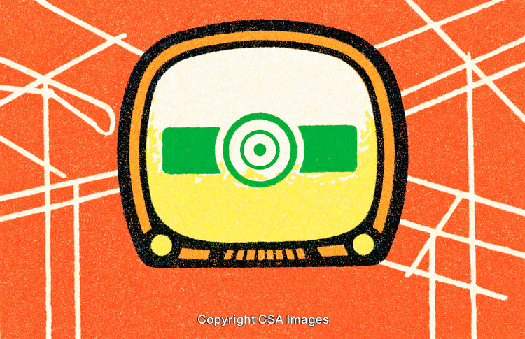 Retro Television Illustration with Abstract Background Featuring Vibrant Colors