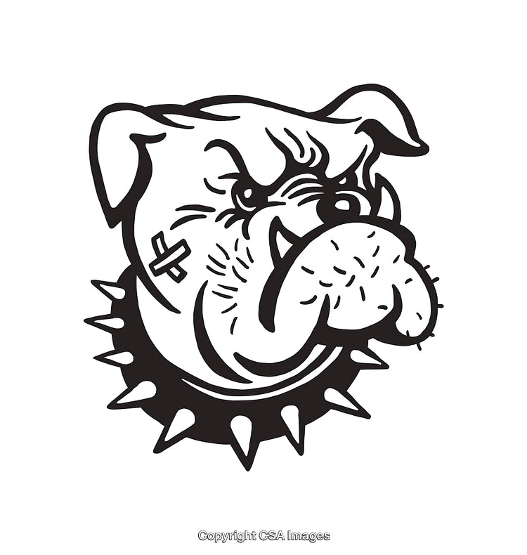 Black and White Line Art of Fierce Bulldog Design with Strong Details
