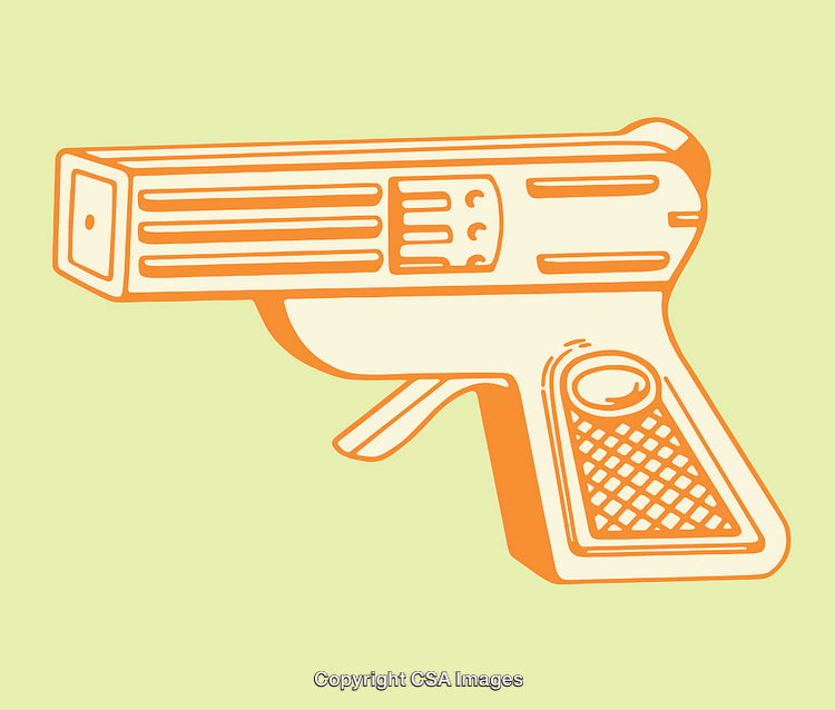 Colorful Line Art Illustration of a Pistol on a Bright Background