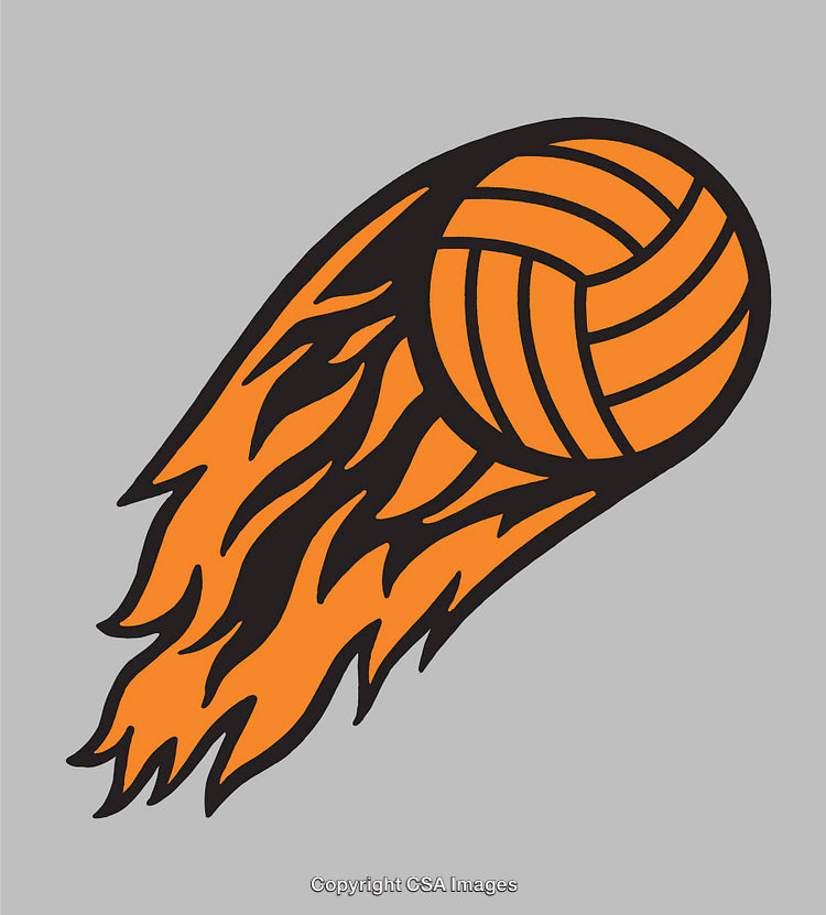 Stylized Orange Volleyball with Dynamic Flaming Motion Effect
