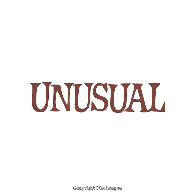 Bold Text Depicting the Word 'Unusual' in Rustic Brown Font