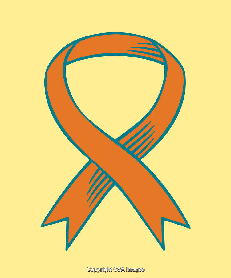 Orange Awareness Ribbon Illustration on a Yellow Background
