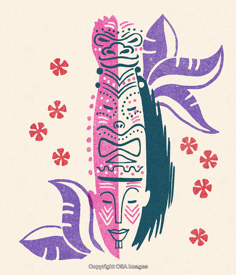 Colorful Abstract Illustration of Tribal Mask with Decorative Patterns