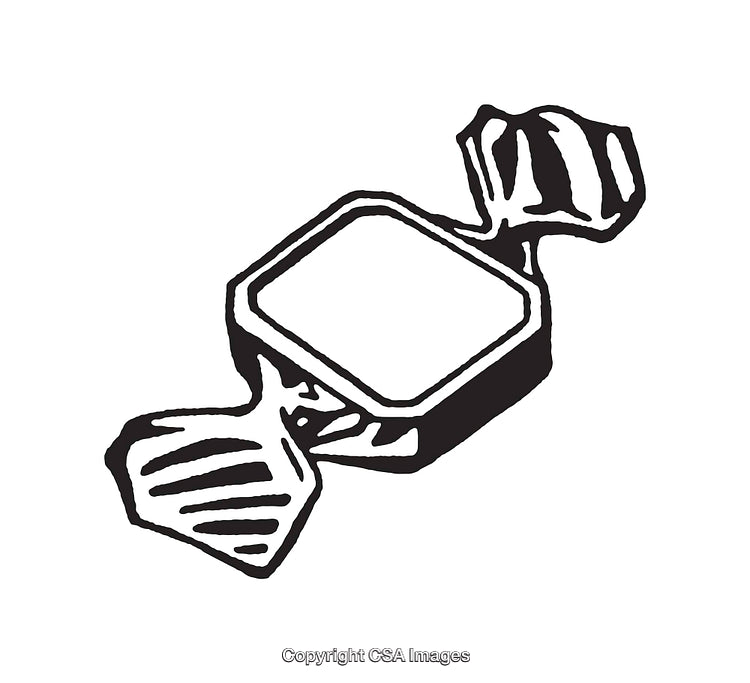 Black And White Line Art Illustration of Wrapped Candy