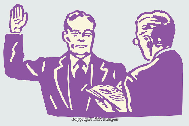 Purple Line Art of an Oath Ceremony with Two Figures