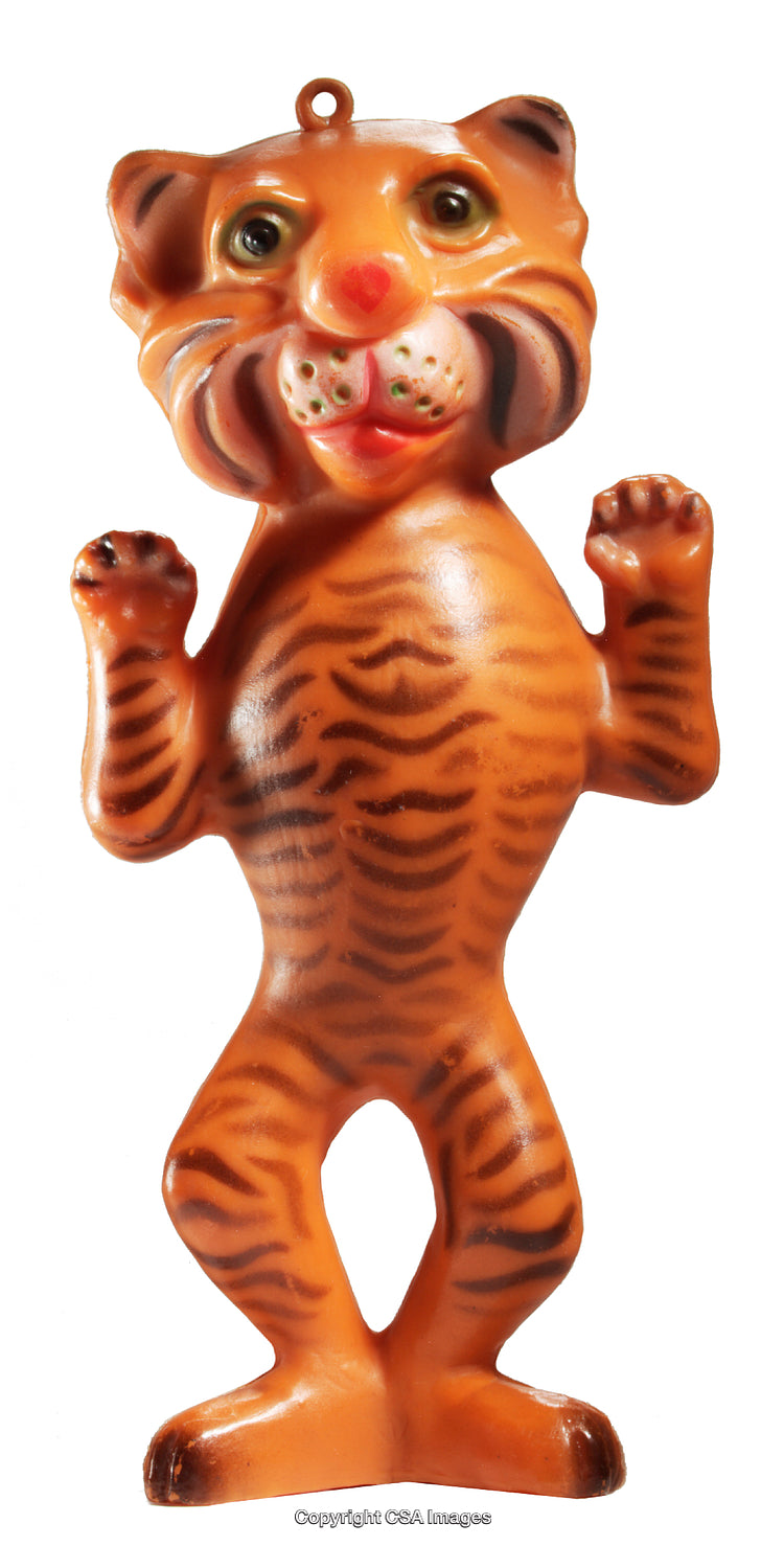 Vintage Tiger Figurine with Playful Expression and Upright Pose
