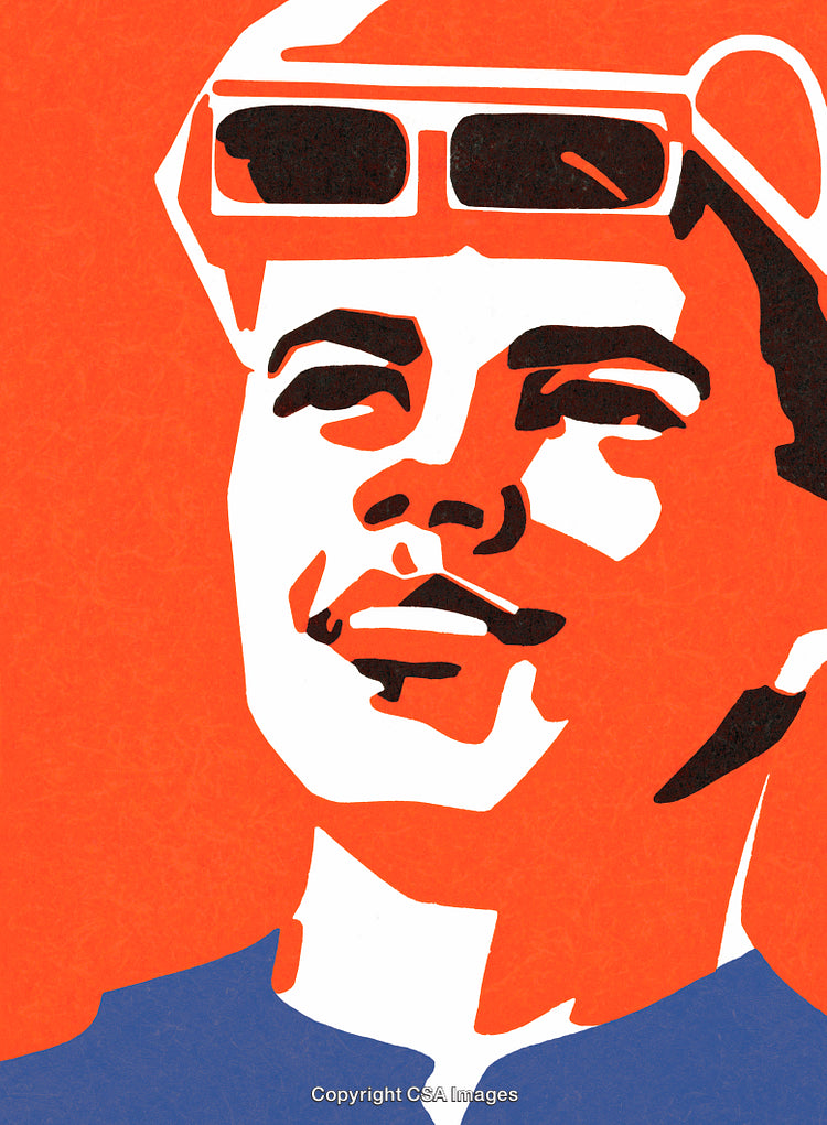 Bold Stylized Portrait in Vibrant Orange and Minimalist Design