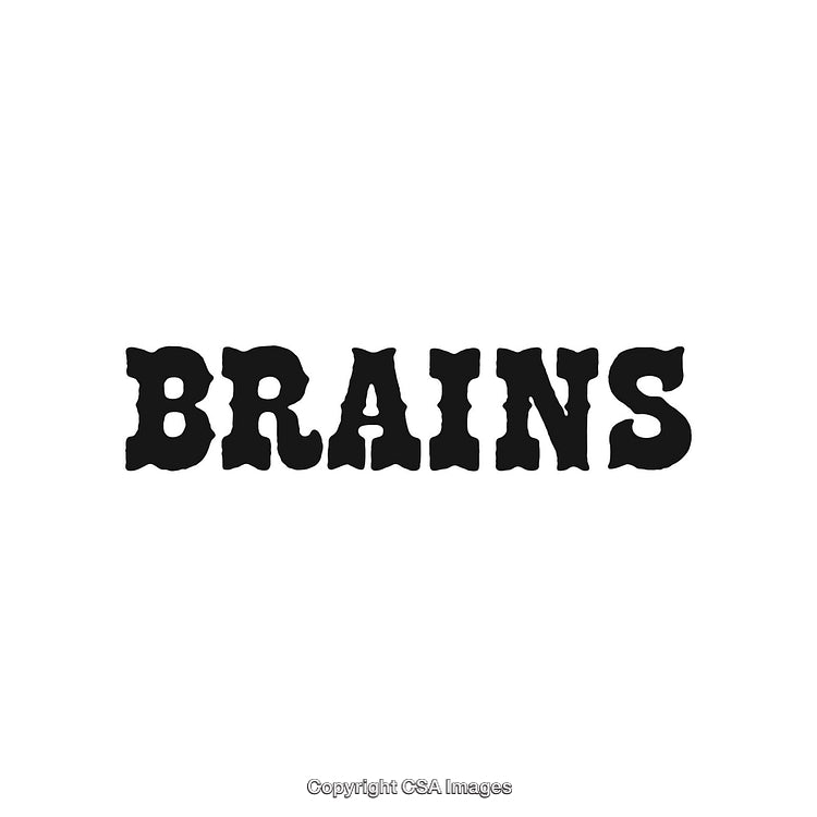 Vintage Typography Displaying the Word 'Brains' in Bold Decorative Font