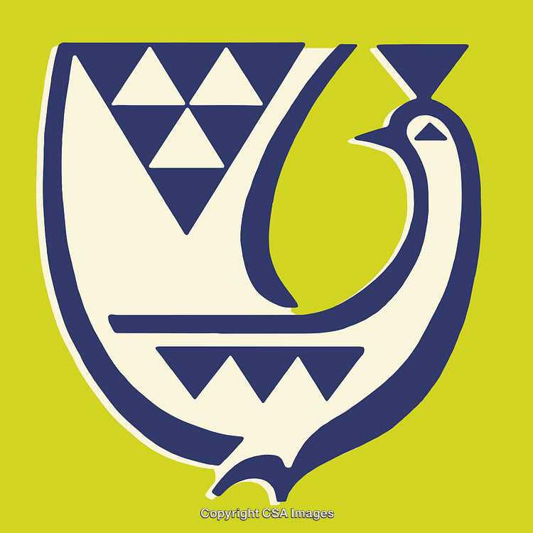 Abstract Bird-Inspired Geometric Line Art on Bold Color Background