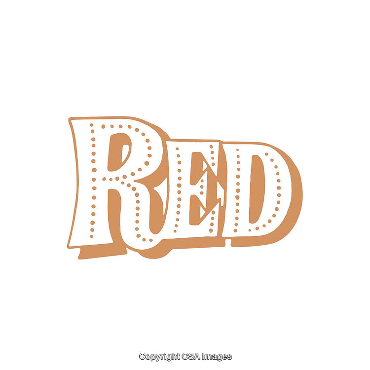 Stylish 'Red' Text Design in Tan With Decorative Accents