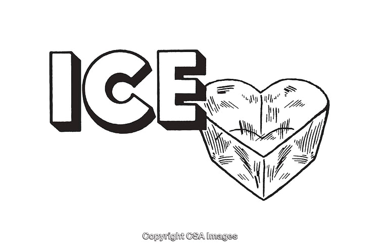 Black and White Illustration of Ice Shaped as Heart with Bold Text Art