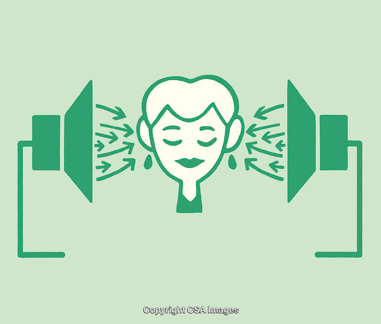 Illustration Depicting Sound Waves Around a Woman's Relaxed Face