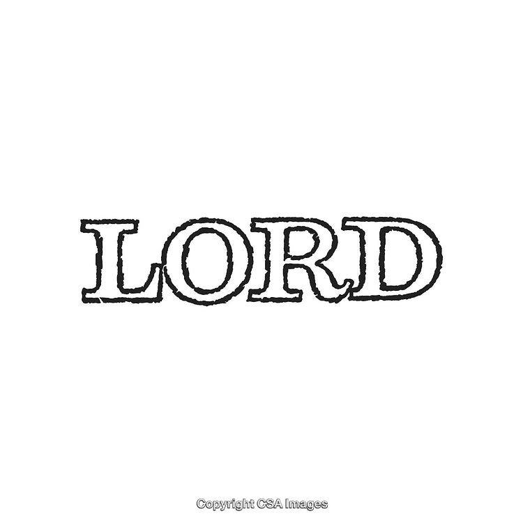 Vintage Text Design Depicting the Word LORD on a White Background