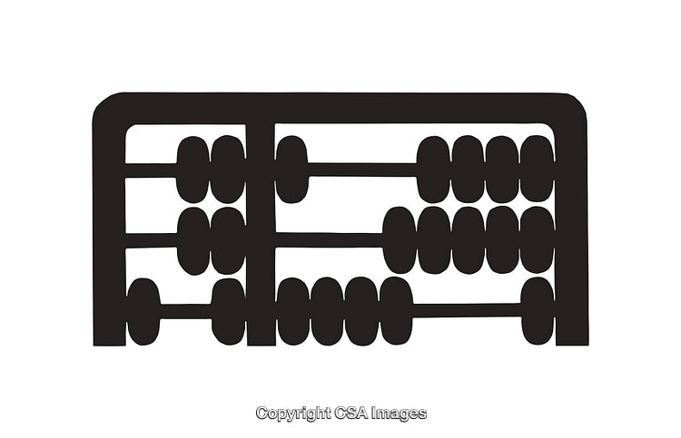 Black and White Icon of Abacus for Education and Calculation