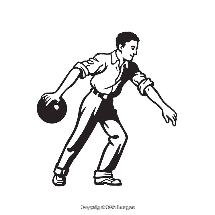 Retro Styled Bowling Illustration of a Man Preparing to Bowl
