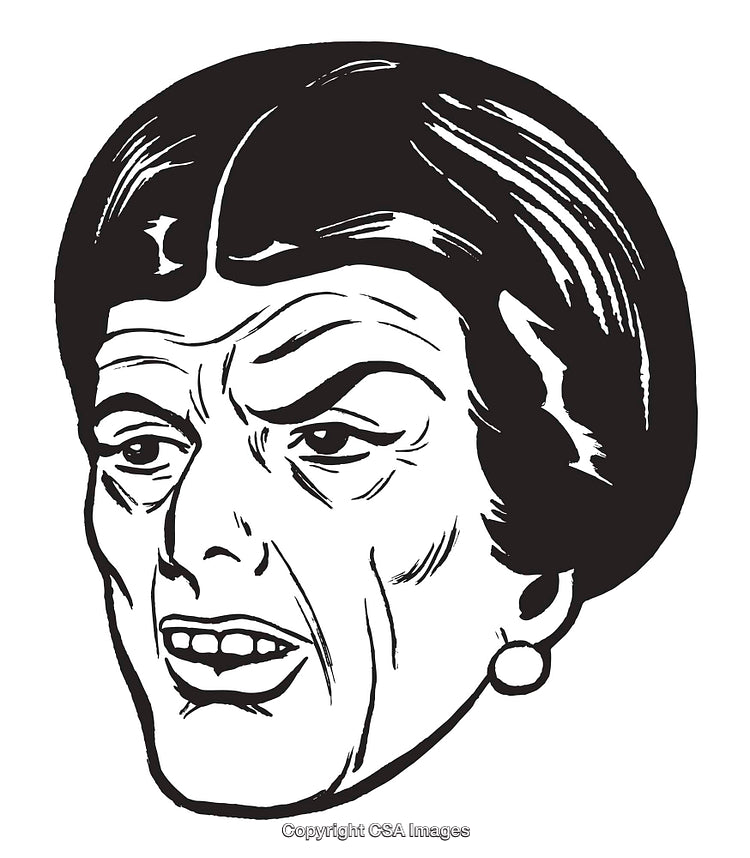 Black and White Retro Illustration of a Woman’s Facial Expression