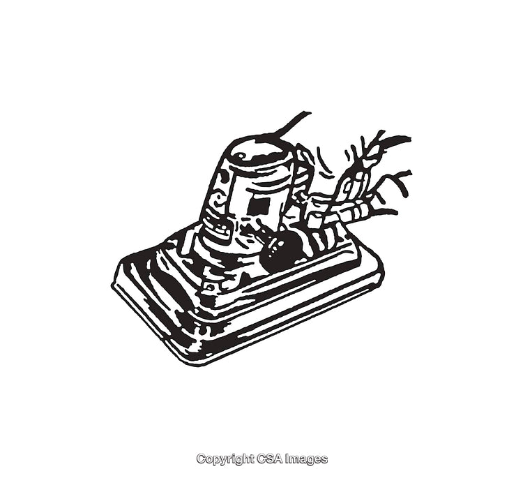 Vintage Line Art Illustration of a Hand with a Mechanical Tool