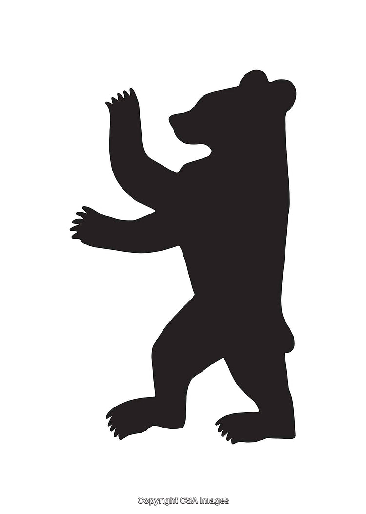 Black Silhouette of a Standing Bear Raising Its Arm
