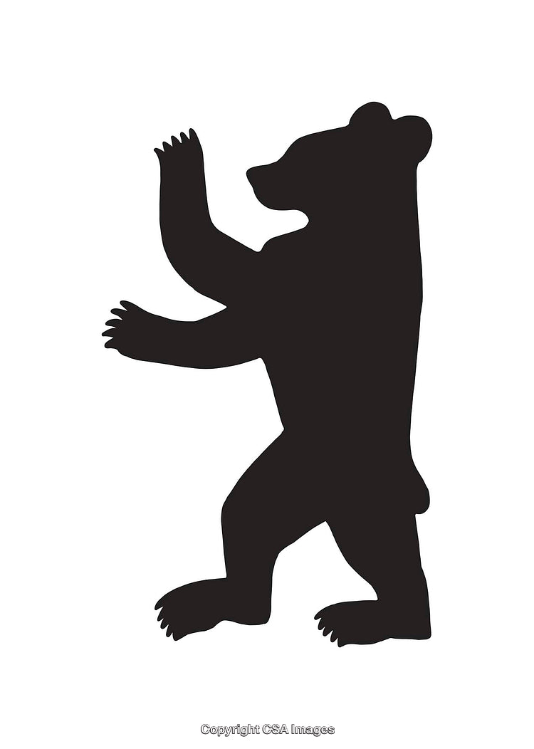 Black Silhouette of a Standing Bear Raising Its Arm