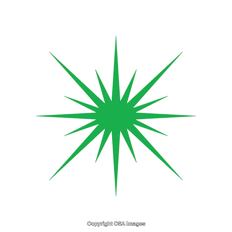 Green Starburst Shape on a White Background Centered Design