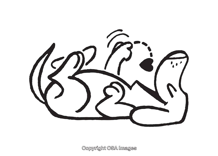 Playful Dog Cartoon in Black and White Line Art Illustration Style