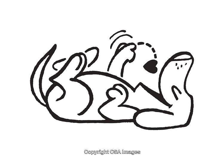 Playful Dog Cartoon in Black and White Line Art Illustration Style