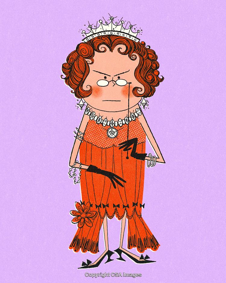 Drawing of a Serene Royal Figure in an Artistic Cartoon Style