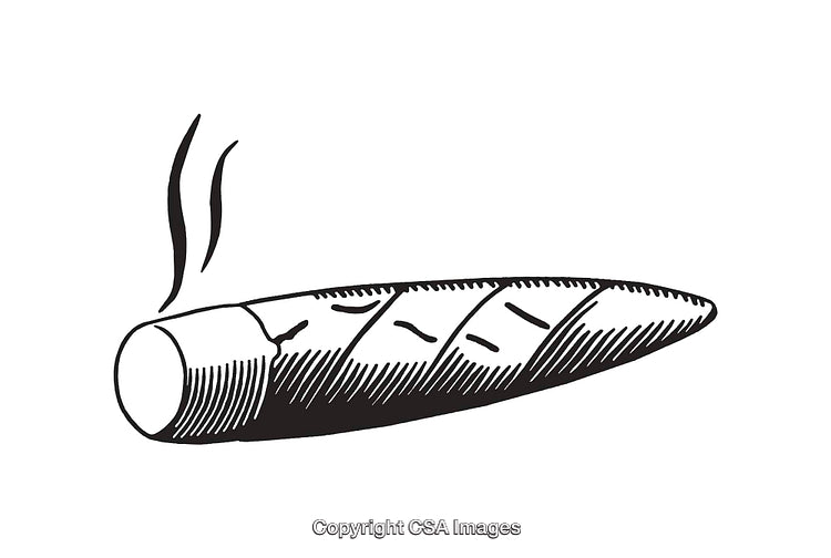 Black and White Smoky Cigar Line Art Illustration