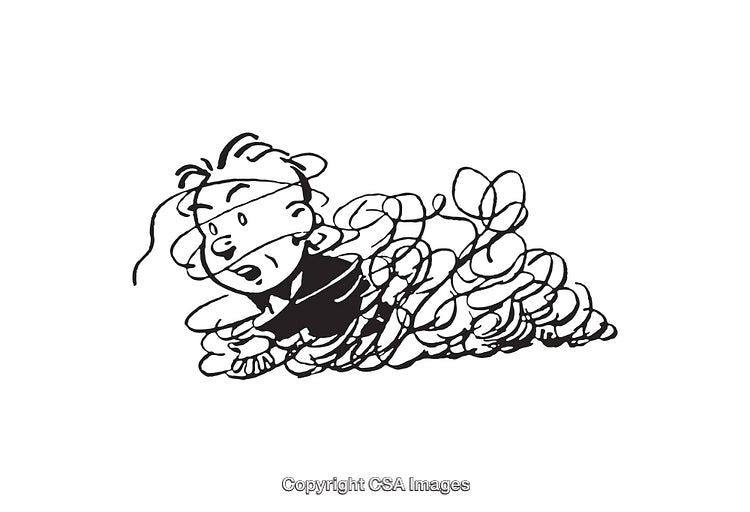 Black and White Cartoon Illustration of Excited Character