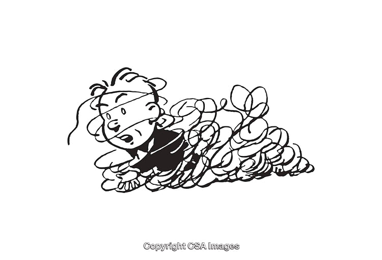 Black and White Cartoon Illustration of Excited Character
