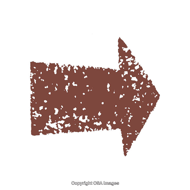 Grungy Brown Arrow Shape with Rustic Textured Surface Isolated on White