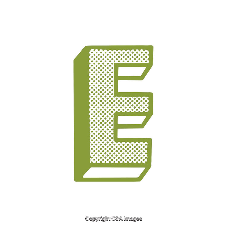 Creative Green Letter E Design With Halftone Pattern on White Background