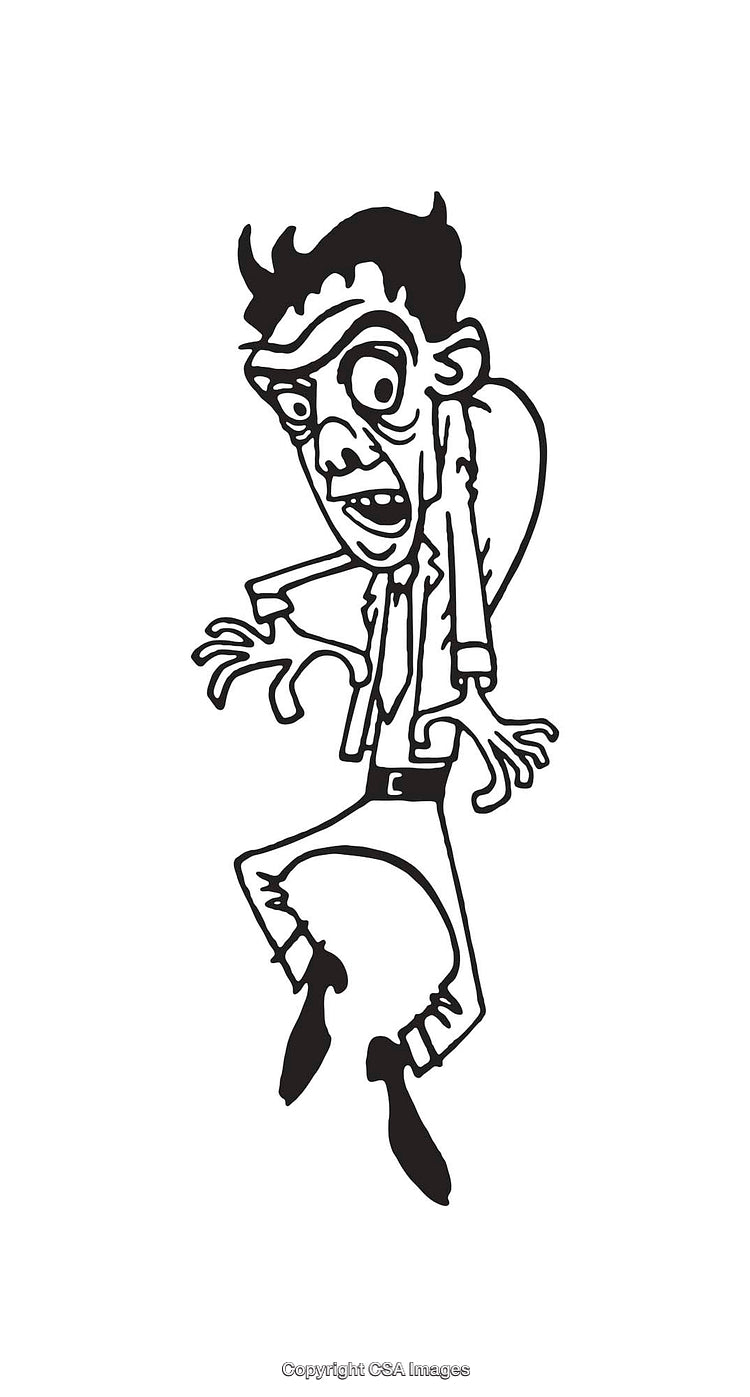Quirky Line Art Illustration of a Surprised Man in Expressive Pose