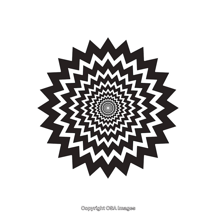 Black and White Circular Geometric Shape with Zigzag Pattern Design