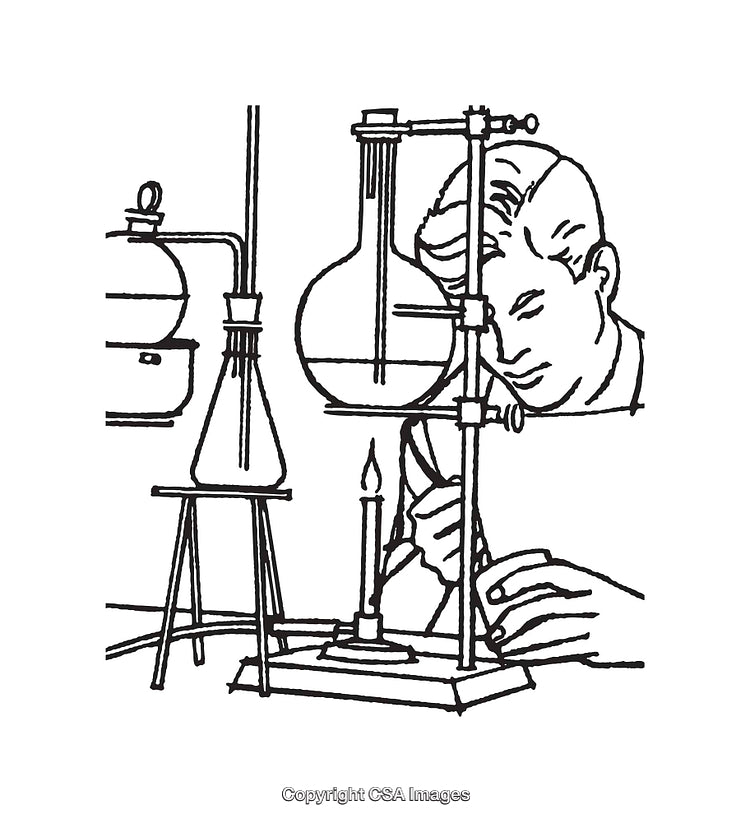 Vintage Line Art of a Chemistry Experiment Scene