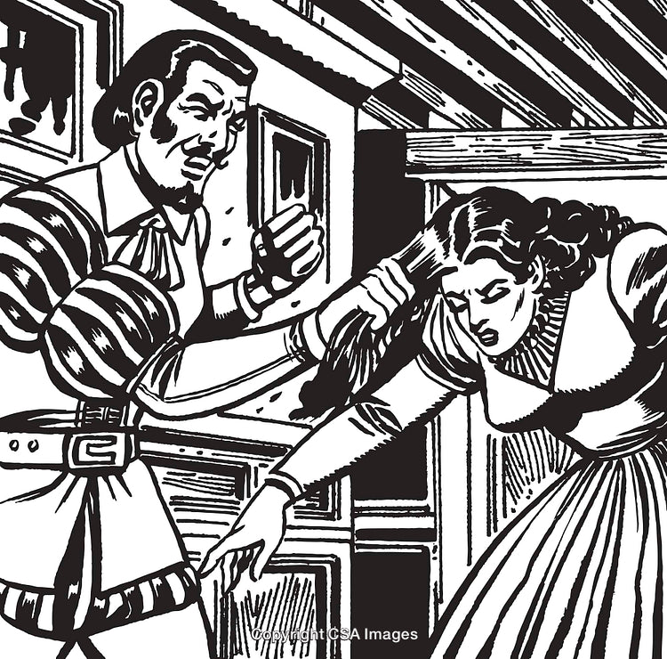Vintage Illustration of Conflict Between A Man and A Woman