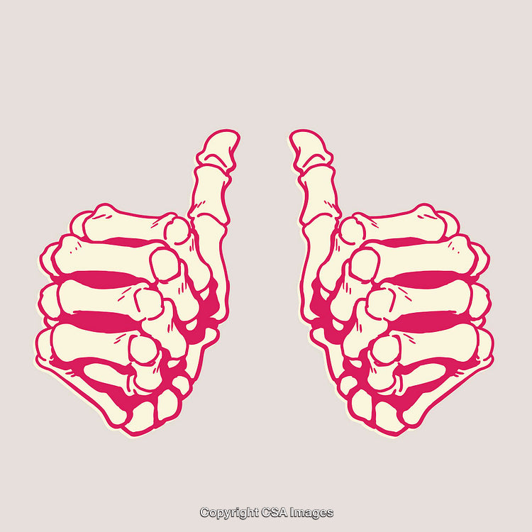 Skeleton Hand Giving Thumbs Up Gesture in Pop Art Style