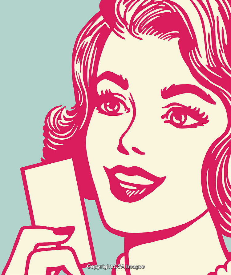 Colorful Pop Art Illustration of Smiling Woman with Retro Vibes