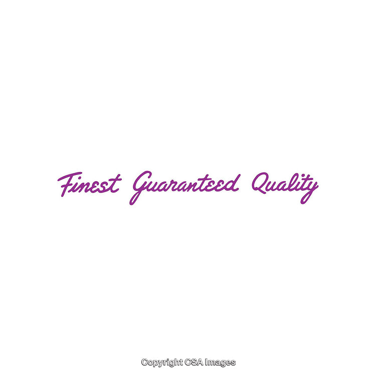 Purple Script Font Displaying "Finest Guaranteed Quality" on White Background